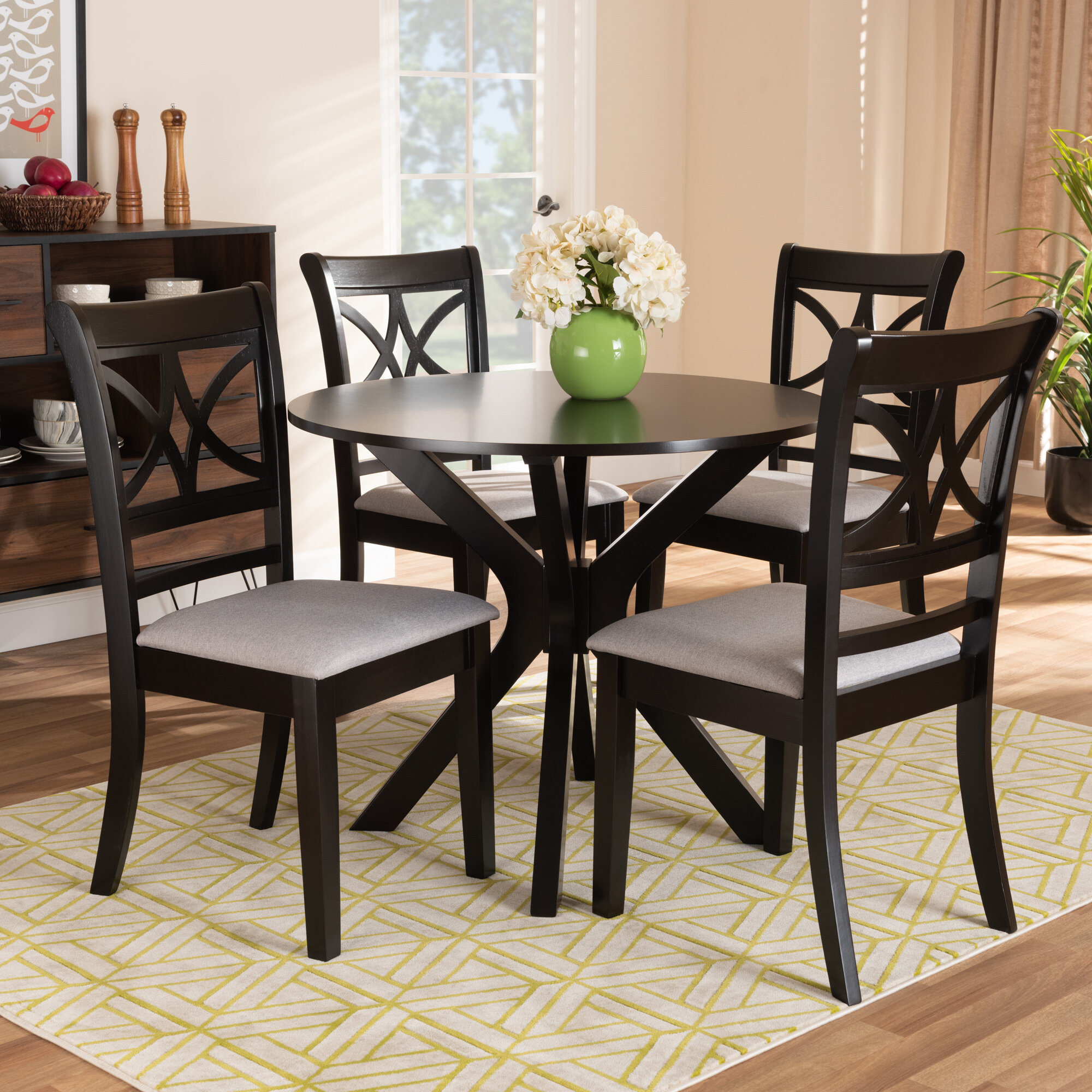 Lark Manor Aneel 4 - Person Rubberwood Solid Wood Dining Set & Reviews ...