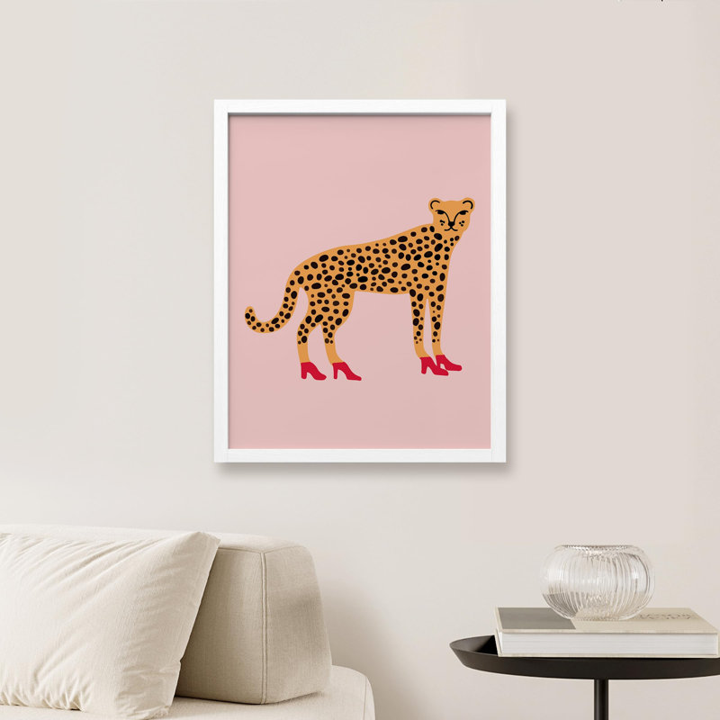 "Drôle de guépard jaune" sur papier, Blanc, H 10 po x l 8 po