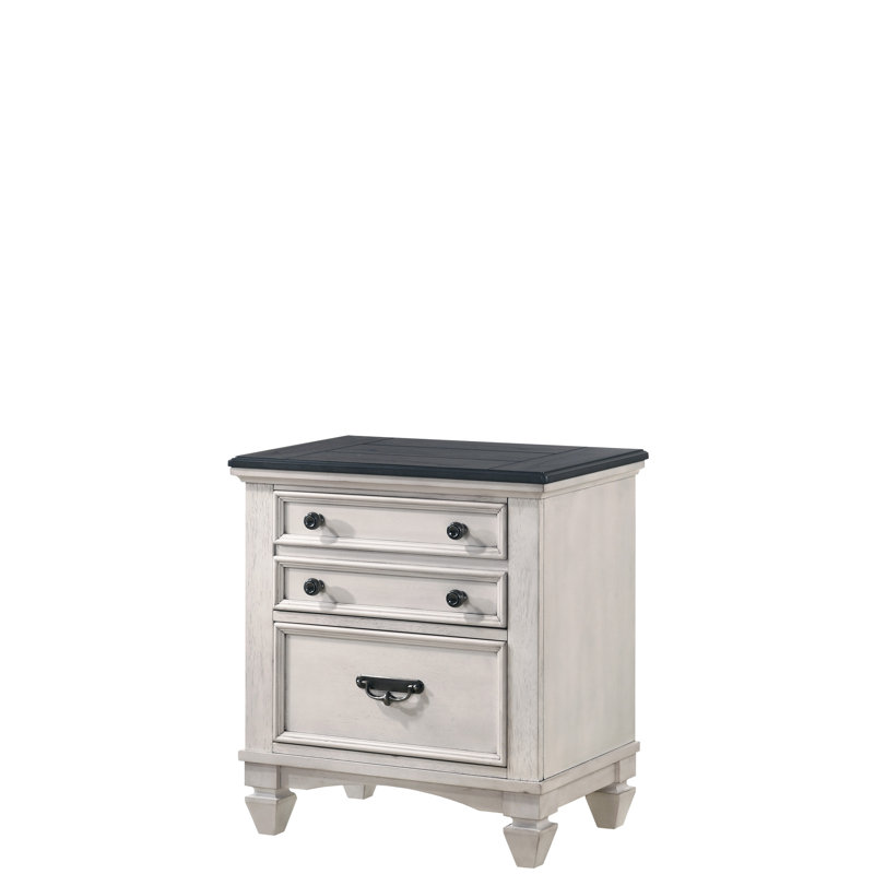 Table de chevet de chambre à coucher à deux tons: deux tiroirs, table de chevet en bois massif solide et fiable: deux tons, meuble