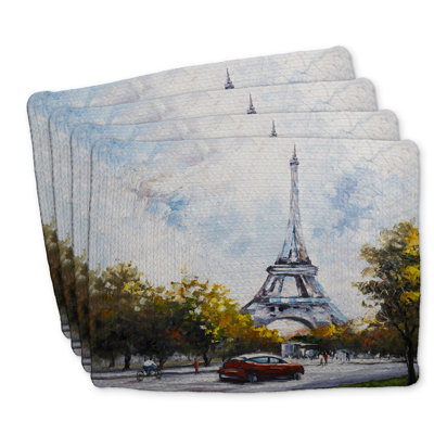 Braided Polyester Placemats Set of 4 - Eiffel Tower Decor