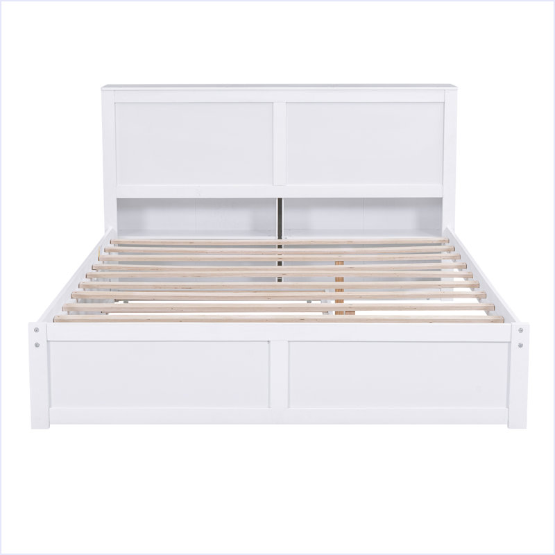 Lit plateforme avec rangement et tablettes gigognes, Grand lit