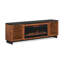 Meuble télé 86 po pour téléviseur de 100 po ou moins, assemblage minimal, noir avec finition bourbon