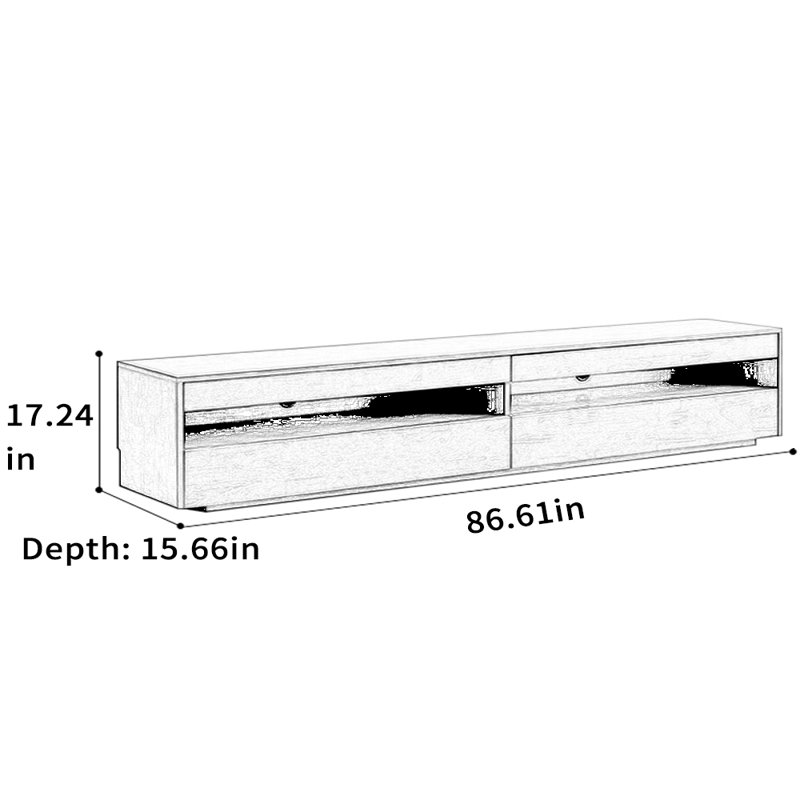 Minimalist Solid Wood Floor TV Stand, 86.61"