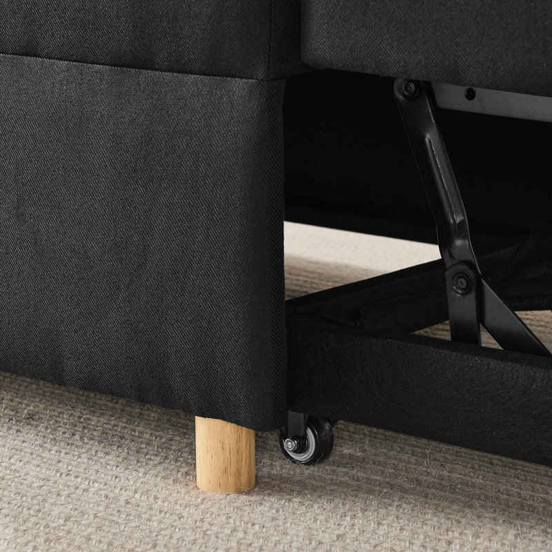 Convertible Sleeper Sofa Chair Adjustable Backrest Recliner With Pullout Sofa Bed With Wheels, Modern Linen Fabric For Living Room For Tight Spaces