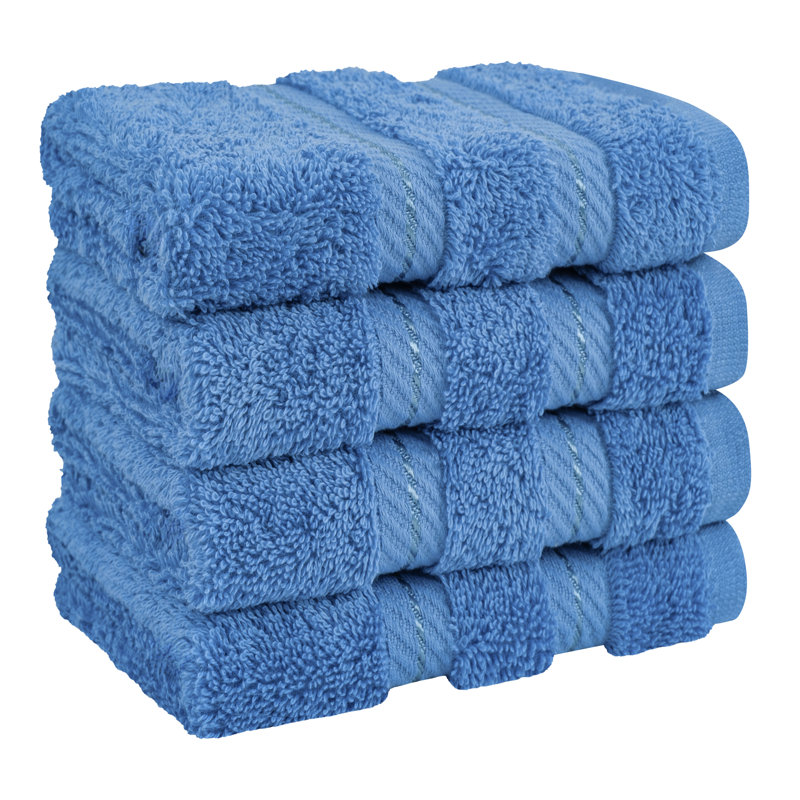 Darcelle 100% Cotton 4-Piece Turkish Washcloth Set, Electric Blue