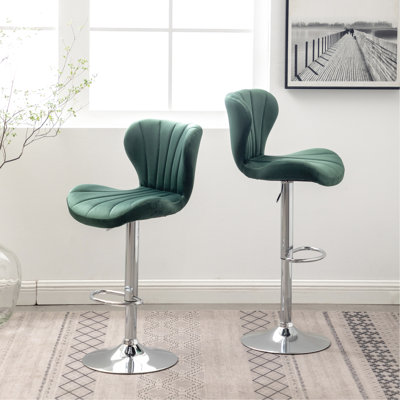 De 2 sièges pivotants réglables, recouverts d'un tissu velouté délicat et d'une mousse épaisse, rotation à 360 °, hauteur de l'élévateur à gaz, repose-pieds confortable, motif de lignes verticales modernes, base à hauteur d'assise