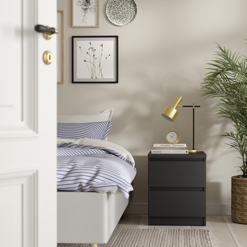 Bertraut 40.4cm W Manufactured Wood Bedside Table, Black
