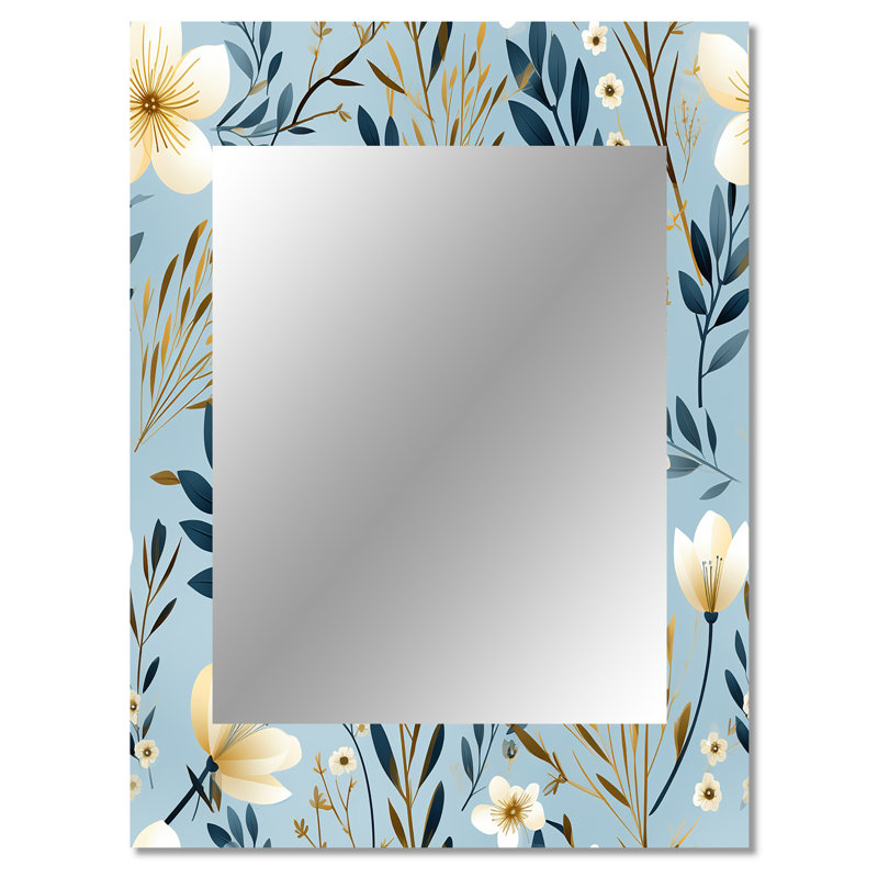 Motif floral bleu et blanc Andersontown, 40 po x 30 po