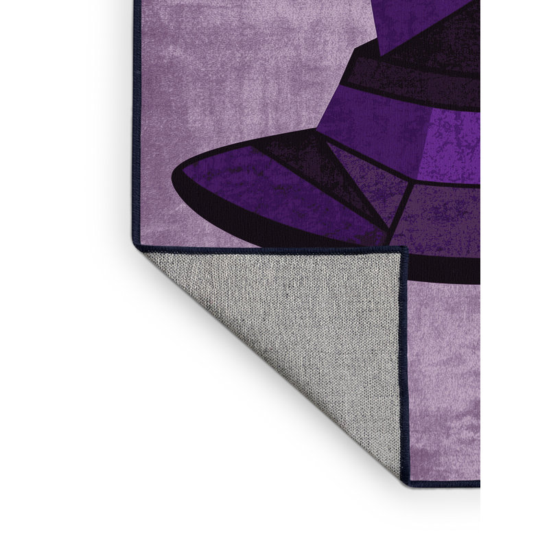 Machine Washable Bleigh Halloween Modern & Contemporary Abstract Rug in Purple – Navy Binding, 2x3