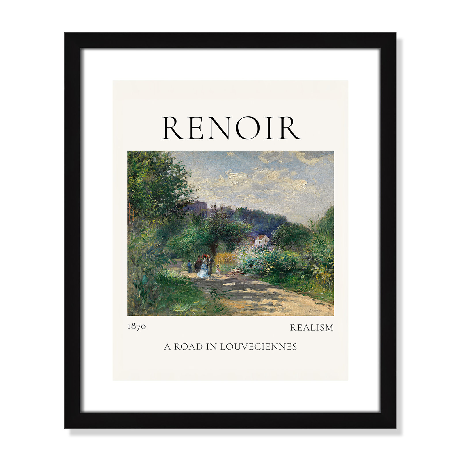 Rocchetto "A Road in Louveciennes" Print, Black Single Picture Frame, Yes, 19" H x 16" W x 1.25" D