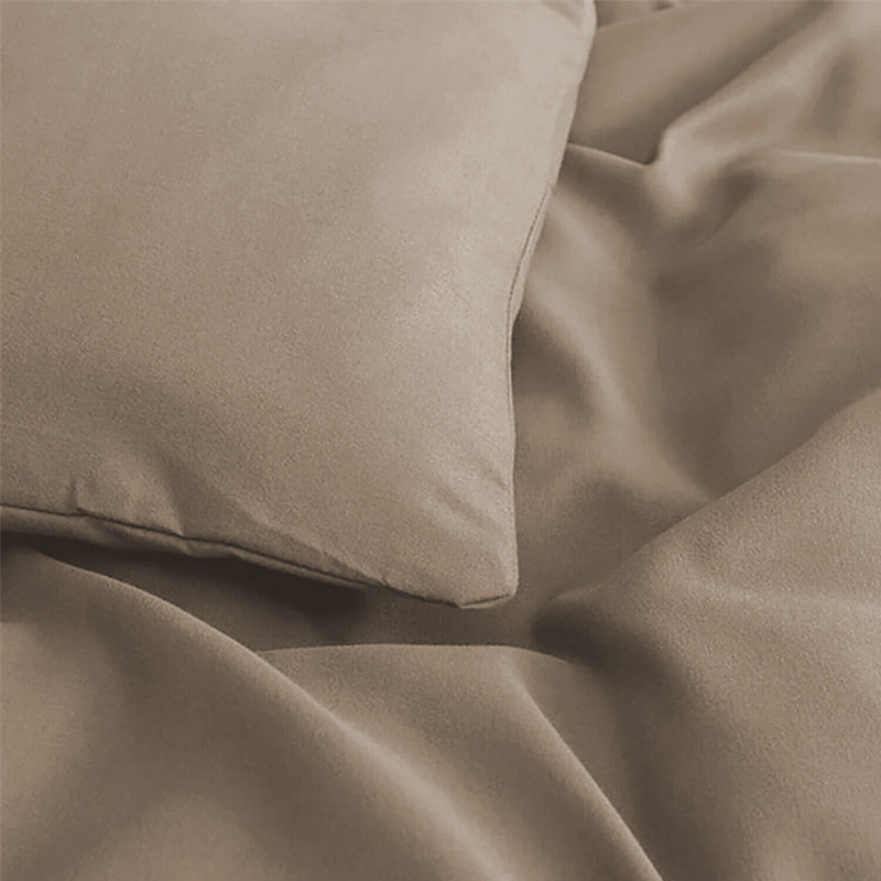 Premium 4-Piece Microfiber Duvet Cover Complete Set, Double Duvet Cover Set + 3 Additional Pieces, Beige