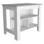Îlot de cuisine, table de cuisine H 35 po, quatre pieds, trois tablettes de rangement ouvertes