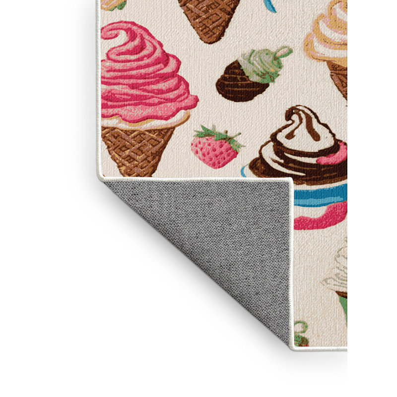 Washable Frozen yogurt Desserts Area Rug, Rectangle 6' x 9'