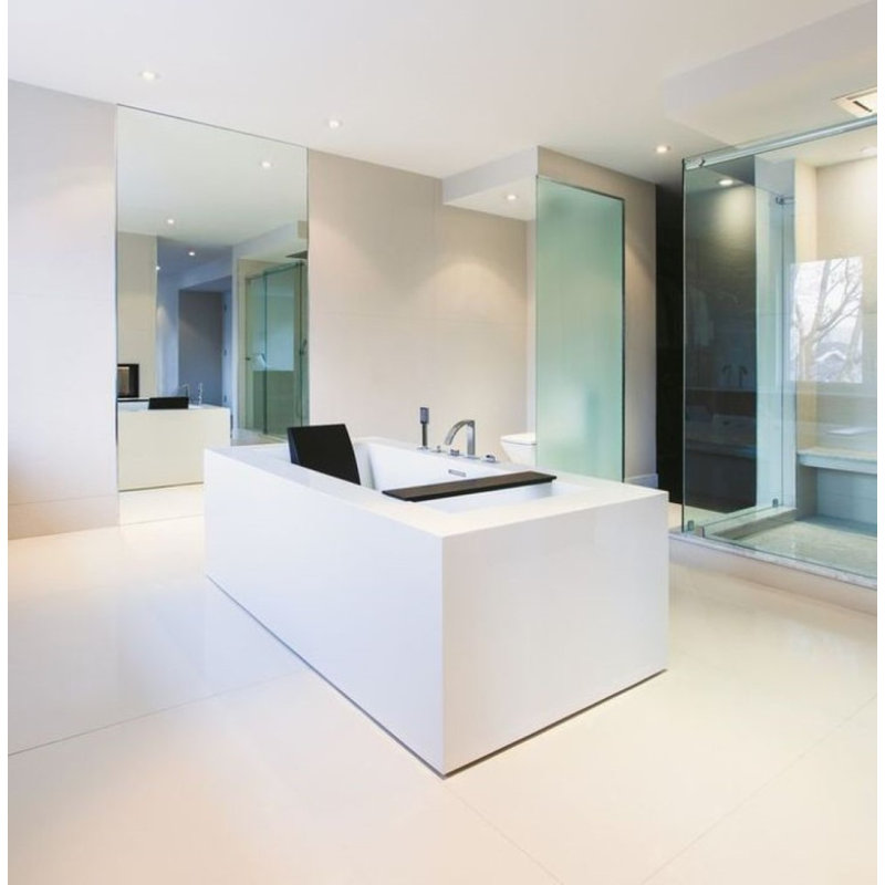 Cube 72'' L Soaking Bathtub, Matte White, Polished Chrome
