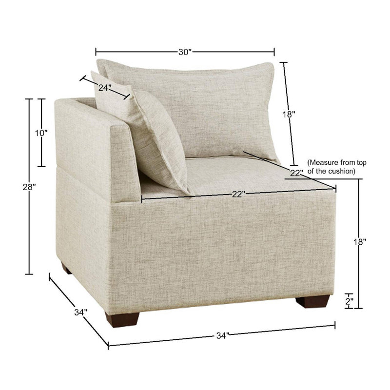 Molly 5 - Piece Upholstered Sectional, Beige Linen Polyester