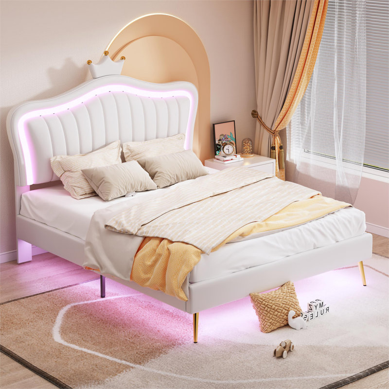 Jaran Upholstered Bed, White, 90 x 200cm