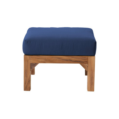 Repose-pieds extérieur en teck avec coussin Sunbrella