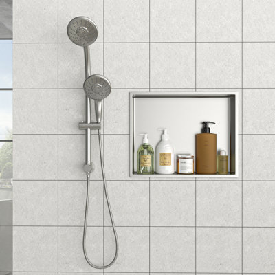 Niche de douche en acier inoxydable 19 po x 15 po, nickel brossé