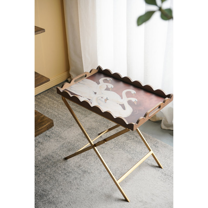 Table-plateau brune avec base blanche et en fer, 15,7 pouces de large, pour une décoration intérieure de 24 po de hauteur avec base décorative pour hall d'entrée