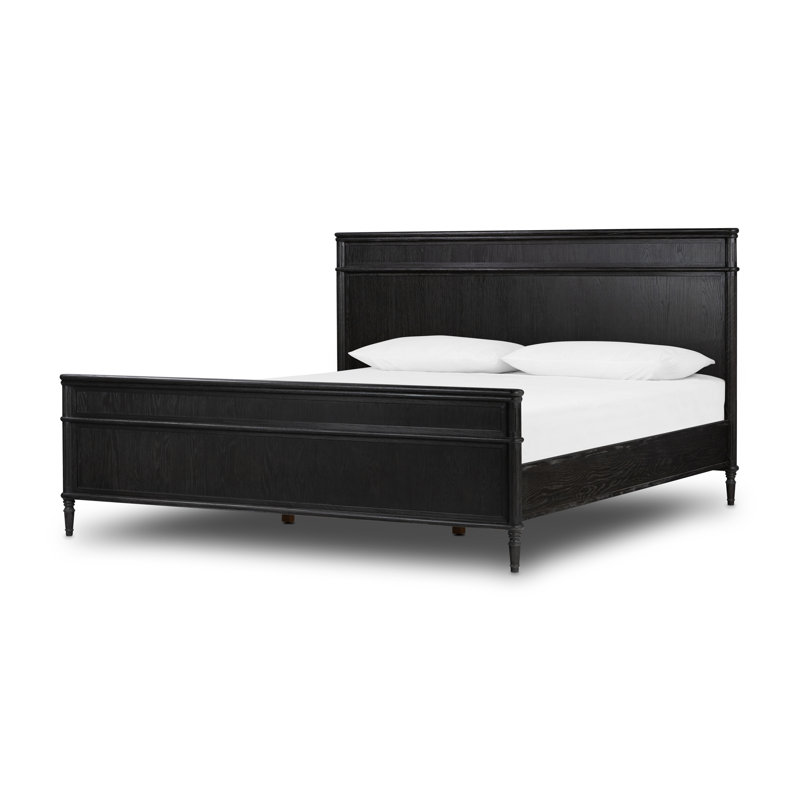 Toulouse Solid Wood Bed, Queen, Distressed Black