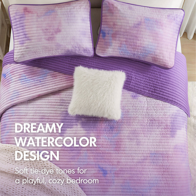Ensemble de courtepointe 4 pièces 4 pièces, Purple, Full Quilt + 3 Additional Pieces