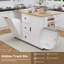 Îlot de cuisine roulant avec abattant, armoire à poubelle, tiroirs et rangement, blanc-352250704