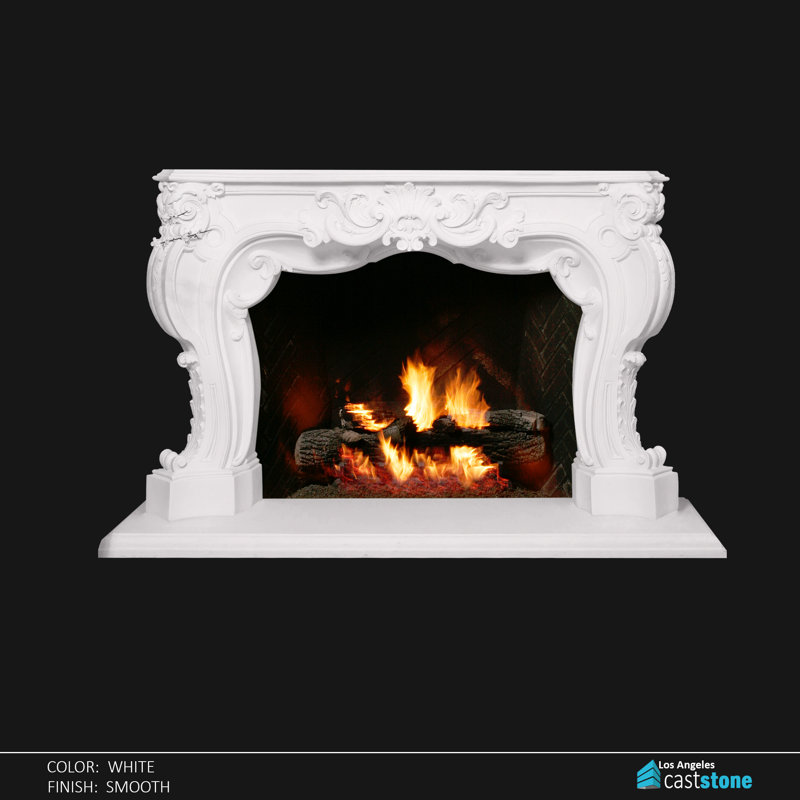 Ribera Fireplace Surround, White Smooth, 58" H x 90" W x 15" D