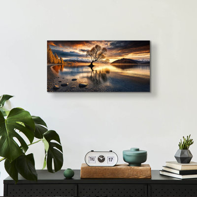 «That Wanaka Tree, Lone Willow Tree, Lake Wanaka» par Rey Klimt, art mural acrylique