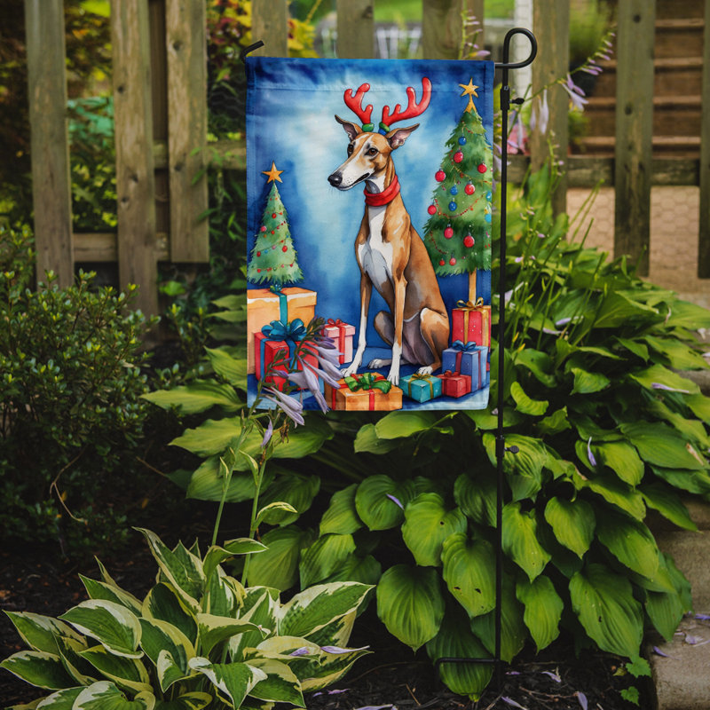Drapeau de Noël renne de jardin, Lévrier anglais