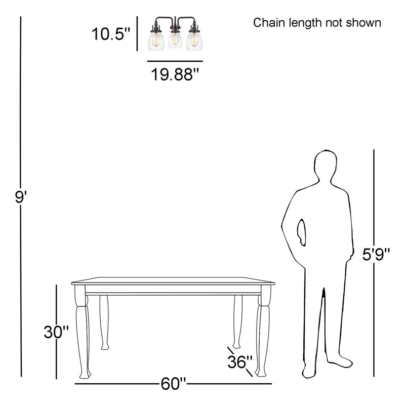 Belton 3 - Light Dimmable Chandelier, Bronze