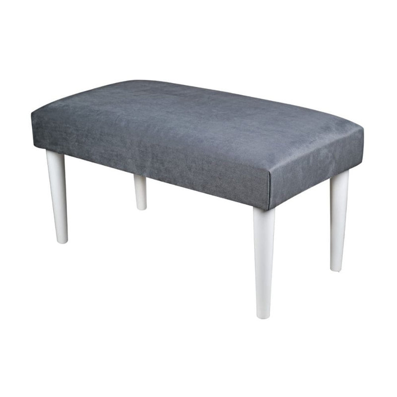 Mansbury Velvet Upholstered Bench, Grey, 45cm H x 150cm W x 35cm D