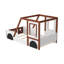 Lit voiture simple pour enfants, cadre de maison en bois massif et panneau de fibres à densité moyenne avec fenêtres ludiques, lit plateforme orange et blanc pour garçons et filles