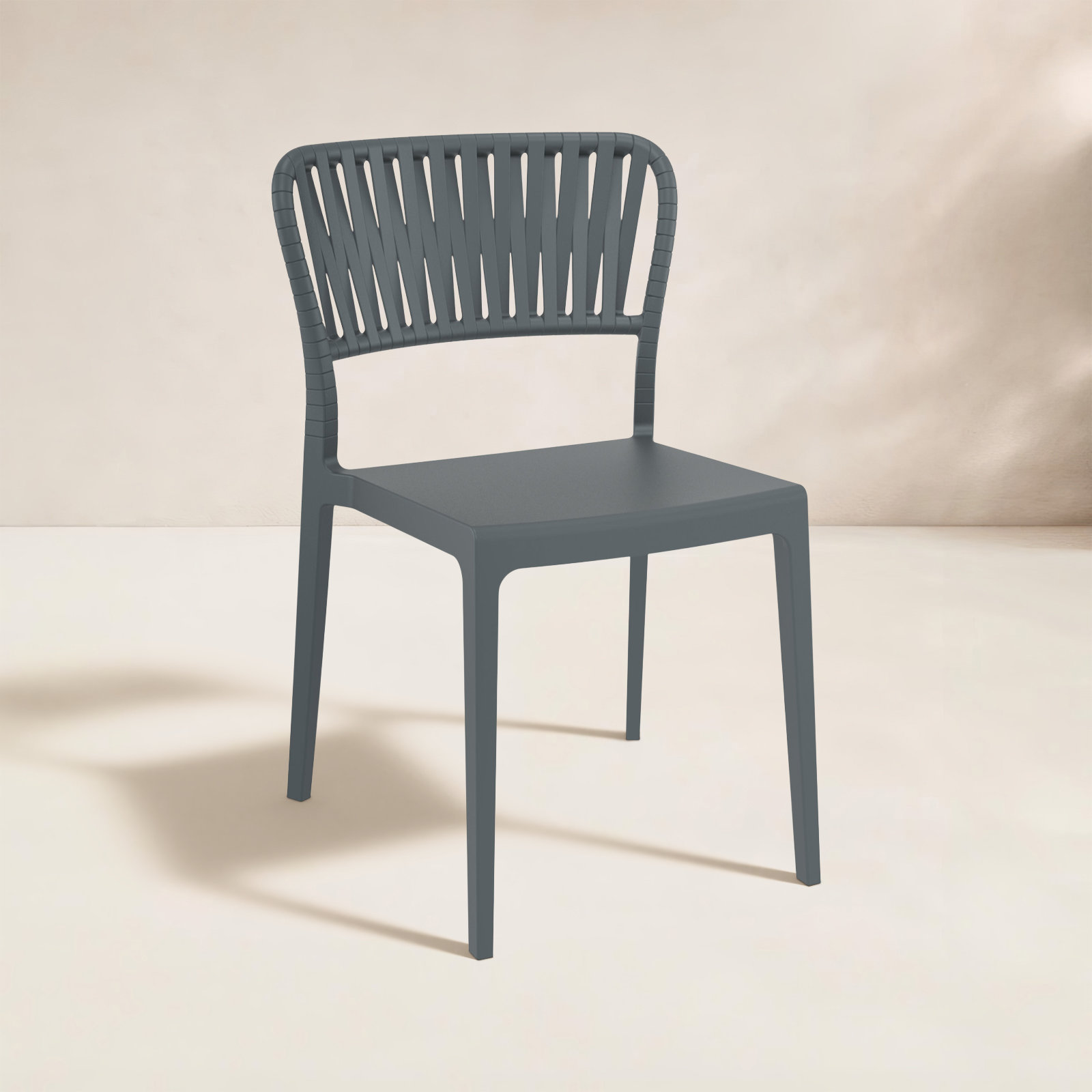 Newport Stackable Patio Side Chair, Dark Gray