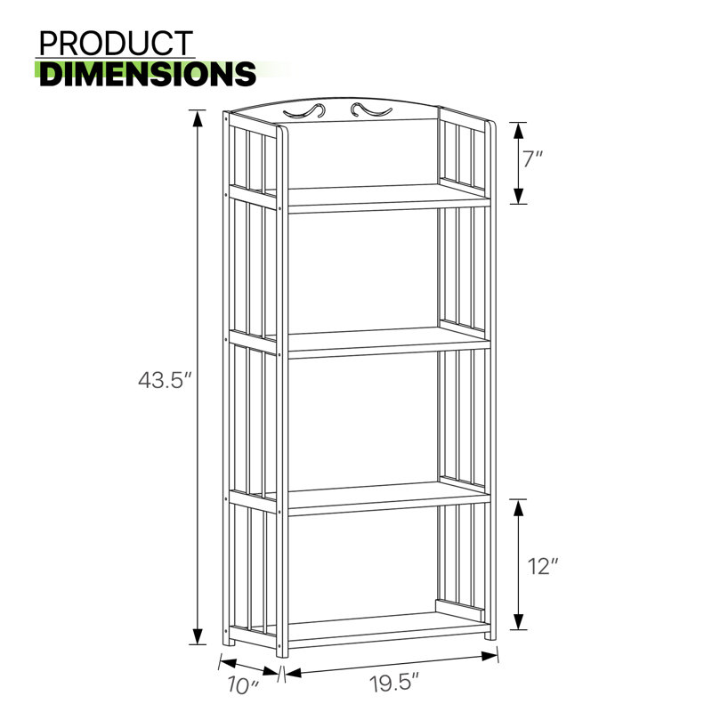 Bibliothèque de rangement en bambou Kambrina, (4 tablettes) H 43,7 po x l 19,7 po x P 9,8 po