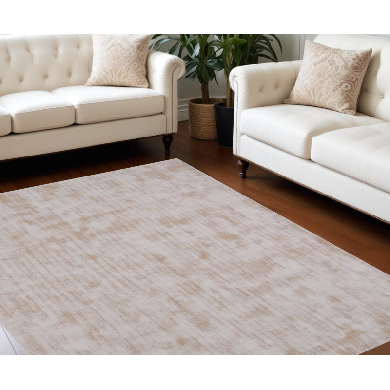 Tapis 10 pi x 14 pi champagne tissé à la main