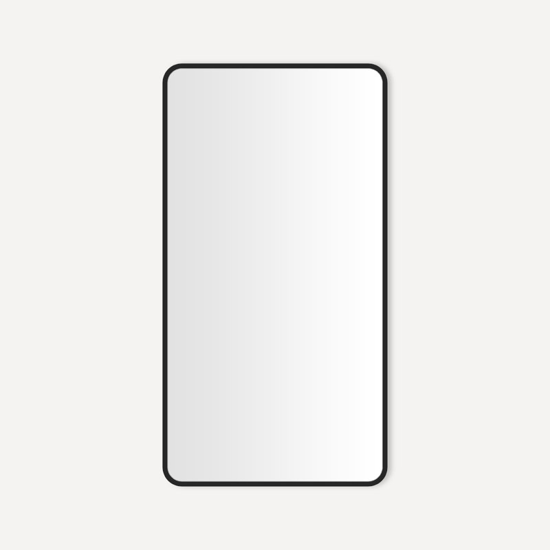 Miroir rond en métal, H 44,25 po x l 23,25 po, Noir mat