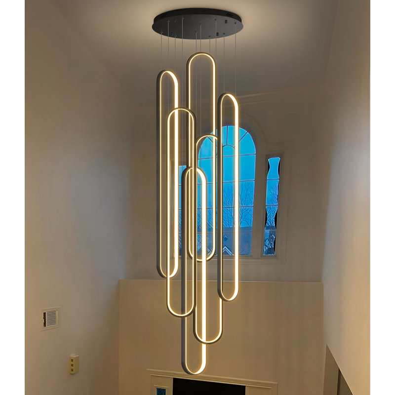 Modern Chandelier With Dimmable Light, Matte Black
