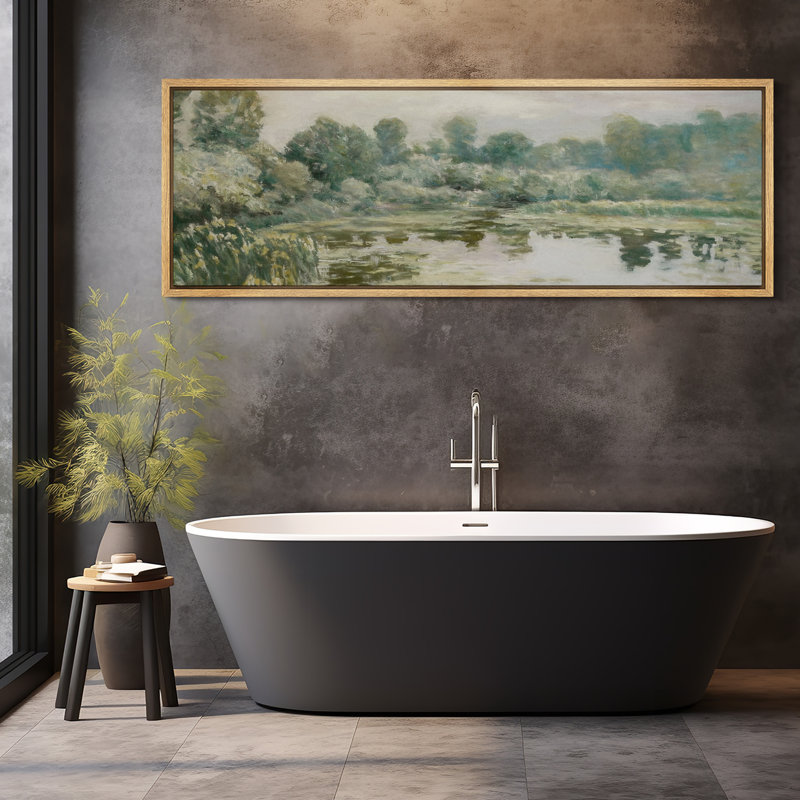 Reproduction d'art murale de chambre à coucher encadrée de la chambre principale, H 20 po x l 60 po x P 1,5 po, Naturel