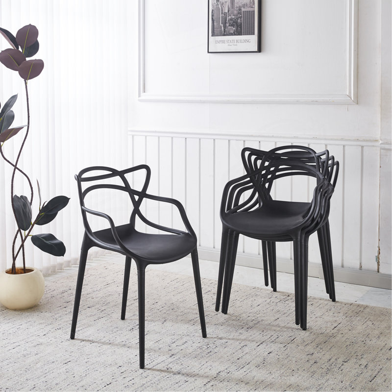 Chaise en plastique 4 pièces, Noir