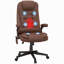 Chaise de bureau de massage à haut dossier avec 6 points de vibration, fauteuil chauffant inclinable en cuir avec accoudoirs et télécommande-2075738369