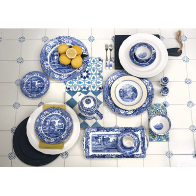 Spode Blue Italian Salad Servers S/2 10"