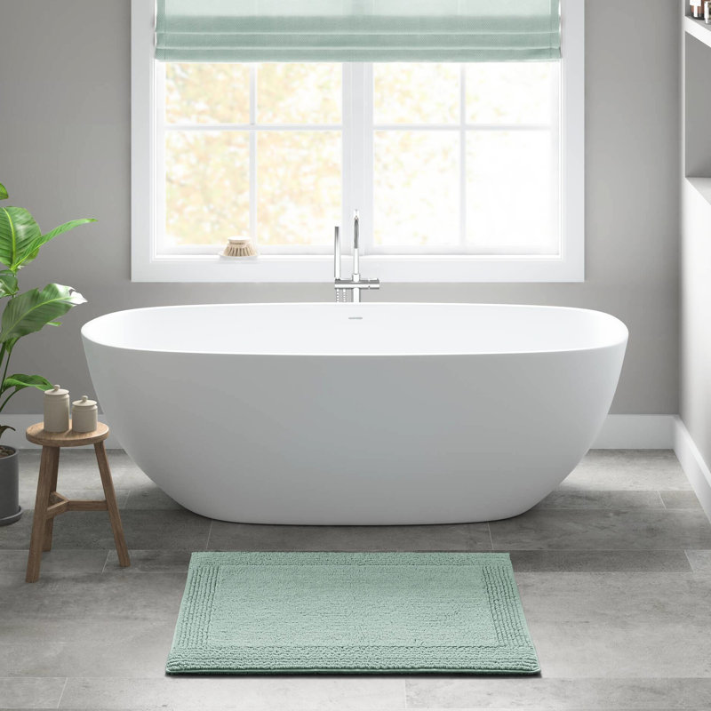 Tapis pour salle de bain réversible 100% coton 24 x 60 po 3000 g / m², lavable à la machine, antidérapant, durable, sans substances nocives,