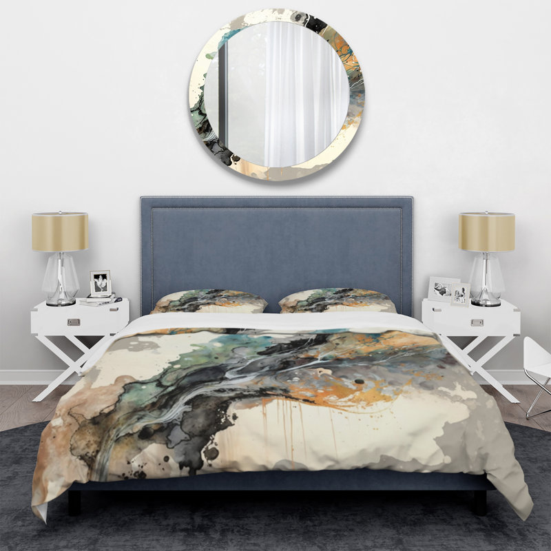 Ensemble de housse de couette Jazz Rhythms In Shades Of Grey IV Bedding, Housse de couette simple + 1 taie décorative stan