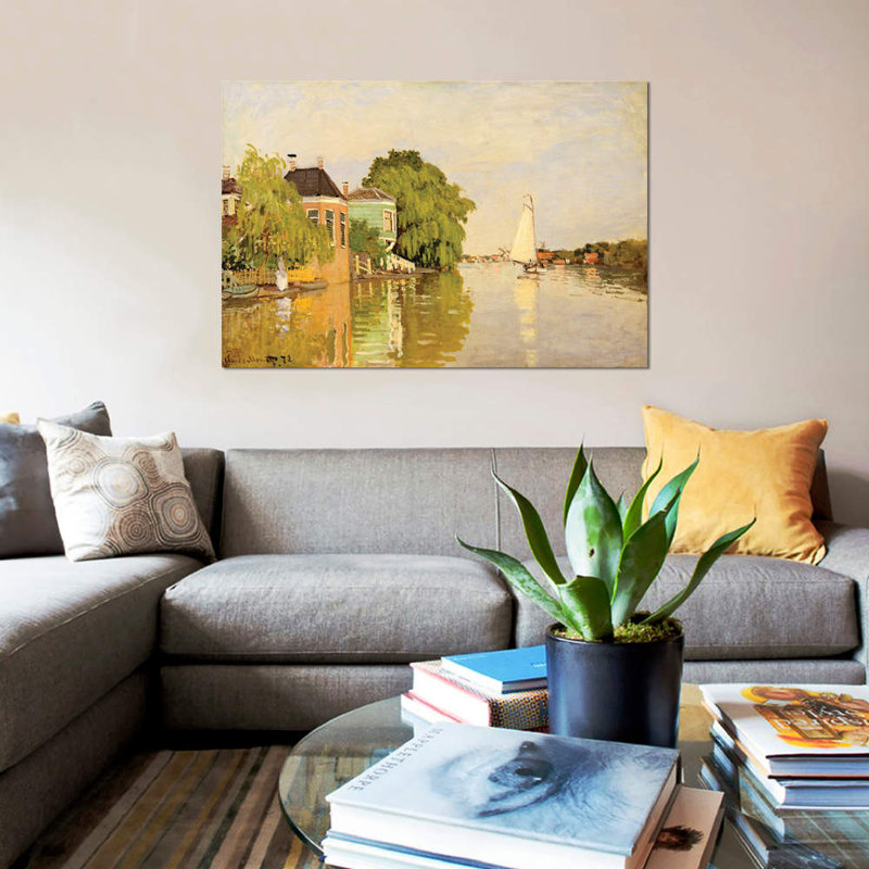 «Maisons sur l'Achterzaan» par Claudet Monet, reproduction sur toile tendue, H 40 po x l 60 po x P 1,5 po, Toile tendue