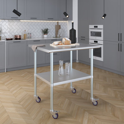 30x36 Rolling Prep Table With Stainless Steel Top