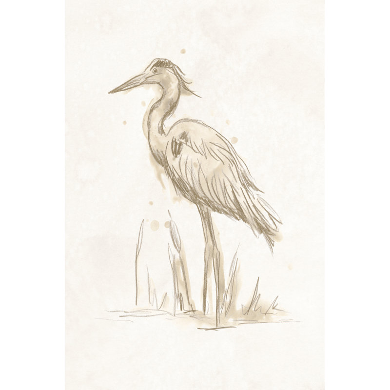 Sepia Heron I by June Erica Vess - Wrapped Canvas Print, 46cm H x 30cm W x 3.8cm D