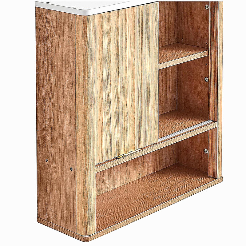 Bathroom Wall Cabinet, with Door and Adjustable Shelf, Over the Toilet Storage Medicine Cabinet Wall Mounted, Hanging Organizer with Shelves and Open Partition for Laundry Room Kitchen Restroom