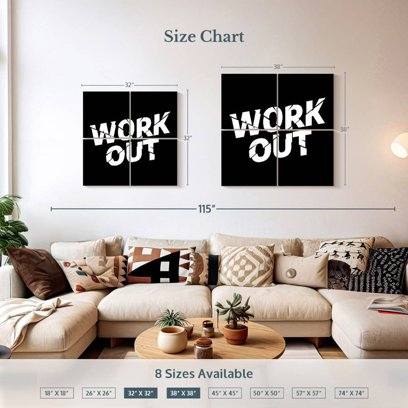 Kema Workout Typography, 38" H x 38" W