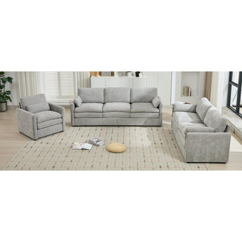 Ensemble de canapé rembourré Cozy surdimensionné Comfy Cloud Sofa, 300, Gris clair