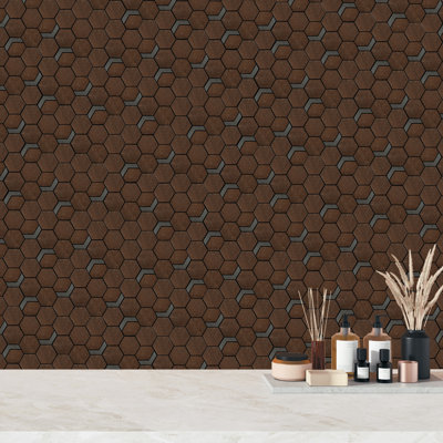 Native Rock 3.5" X 3.5" Porcelain Metal Look Tile Hexagon Mosaic Sheet